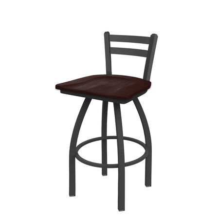 Holland Bar Stool Co 25" Low Back Swivel Counter Stool, Pewter Finish, Dark Cherry Maple Seat 41125PWDCMpl